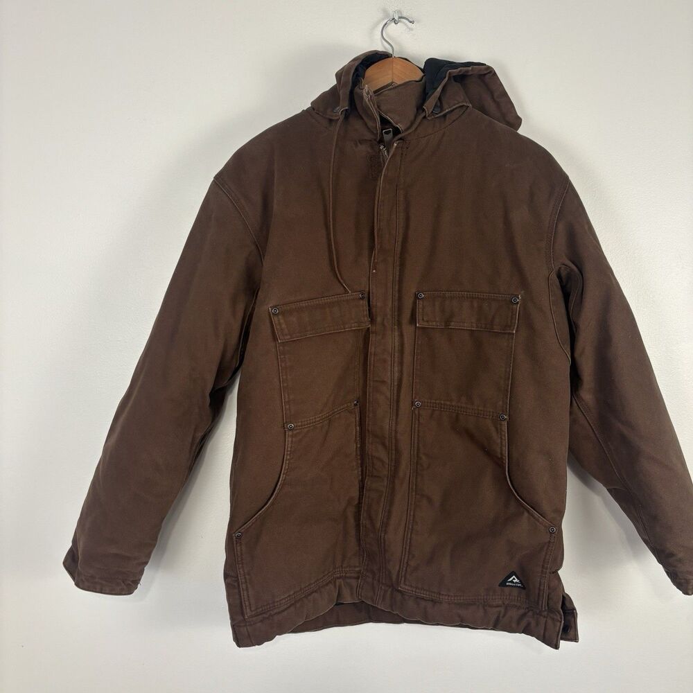 RidgeCut Toughwear Men's Medium Brown Duck Canvas Hooded Utility Work Jacket